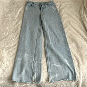 Zara straight leg, light distress jeans